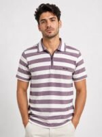 Lite Purple Stripe Half Polo T-Shirt for Men | Stylish Imported