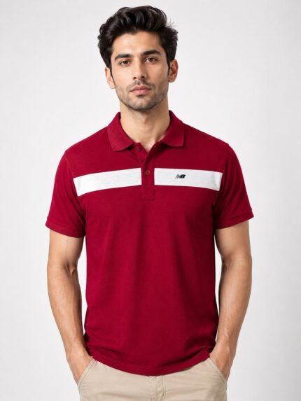 Plain Maroon Half Sleeve Polo T-Shirt for Men