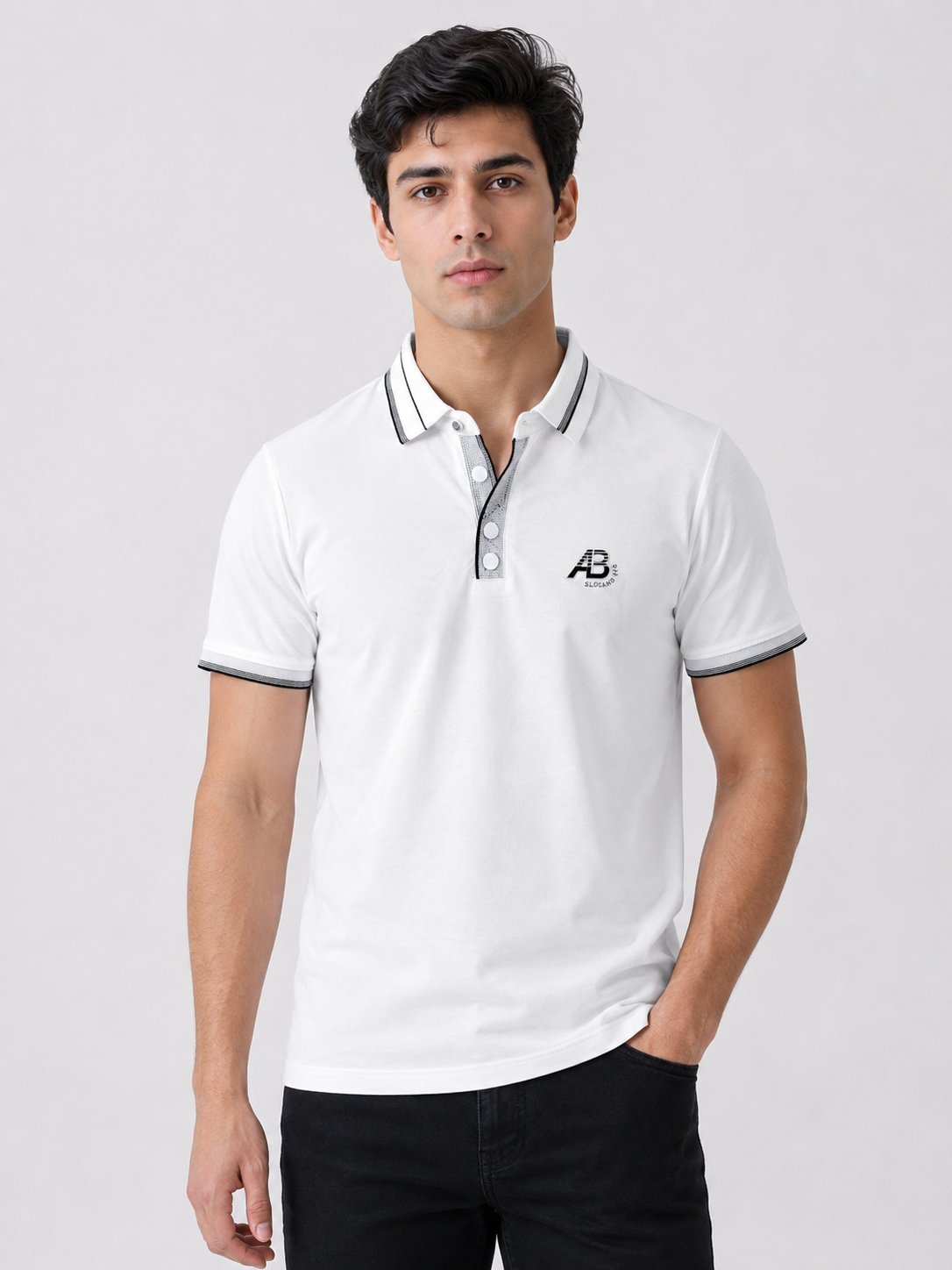 White Plain Polo Tencel Lycra Half Tshirt For Men White Plain Polo Tencel Lycra Half Tshirt For Men
