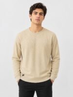 Men's Cream Full Sleeve T-Shirt Tailored Fit