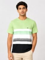 Classic Green & Black Stripe Half T-Shirt for Men Premium