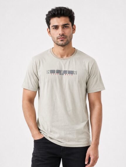 Premium Cream Plain Half T-Shirt for Men