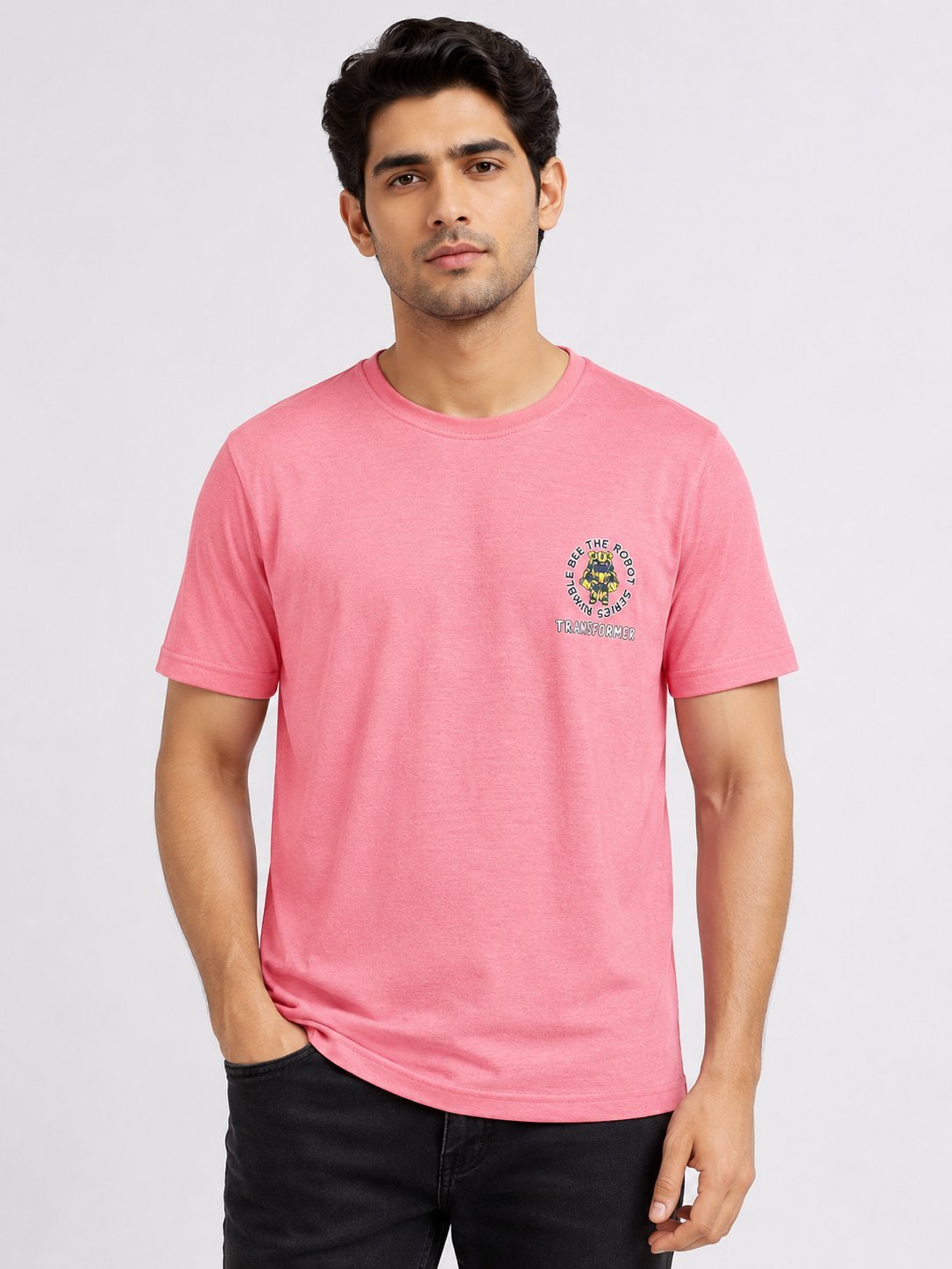 Premium Pink Back Print Half T-Shirt for Men Premium Pink Back Print Half T-Shirt for Men