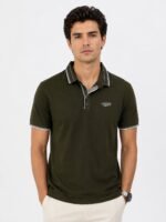 Men's Dark Green Polo Tencel Lycra Half T-Shirt For Men