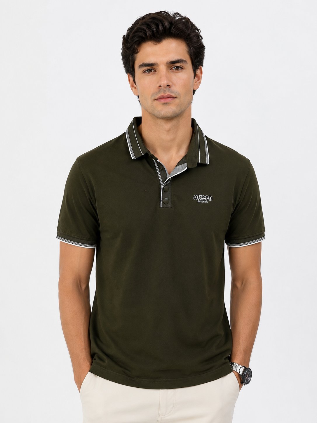 Men's Dark Green Polo Tencel Lycra Half T-Shirt For Men Men's Dark Green Polo Tencel Lycra Half T-Shirt For Men
