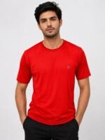 Red Plain Half Sports Tshirt for Men & Athletic