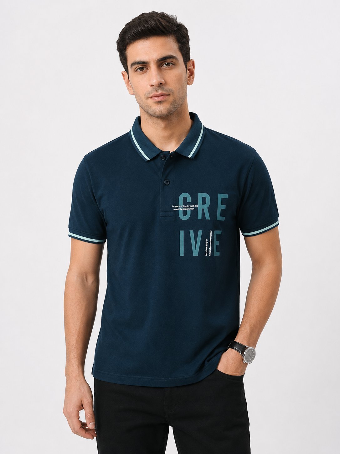 Stylish Green Denim Half T-Shirt for Men Trendy Casual Wear Stylish Green Denim Half T-Shirt for Men Trendy Casual Wear