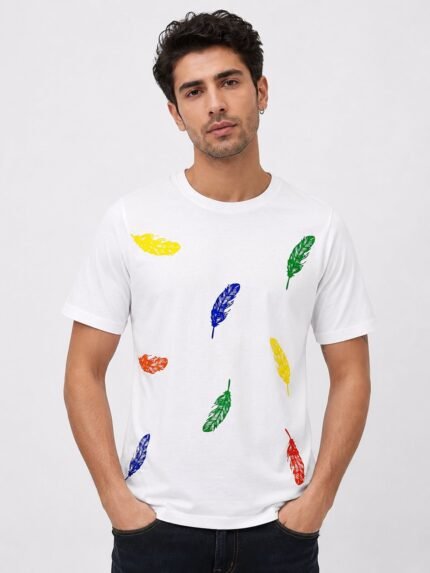 Trendy Designs White Printed Half Sleeve T-Shirt
