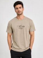 Basic Dark Cream Printed Half T-Shirt | Sophisticated Designs