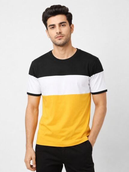 Striped Half Sleeve Cotton T-Shirt for Men Classic Style