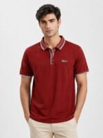 Men's Maroon Plain Polo Tencel Lycra T-Shirt For Men