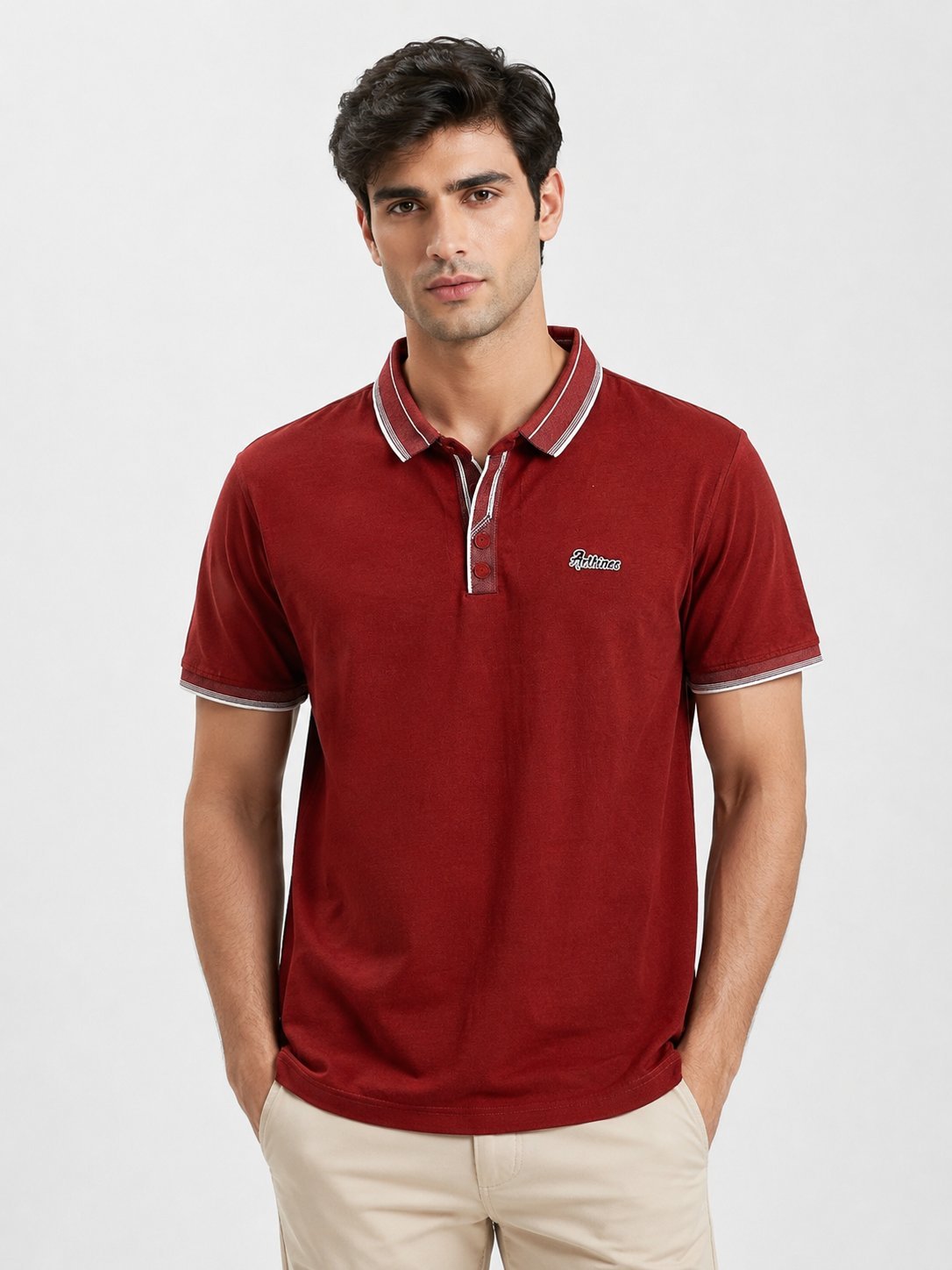 Men's Maroon Plain Polo Tencel Lycra T-Shirt For Men Men's Maroon Plain Polo Tencel Lycra T-Shirt For Men