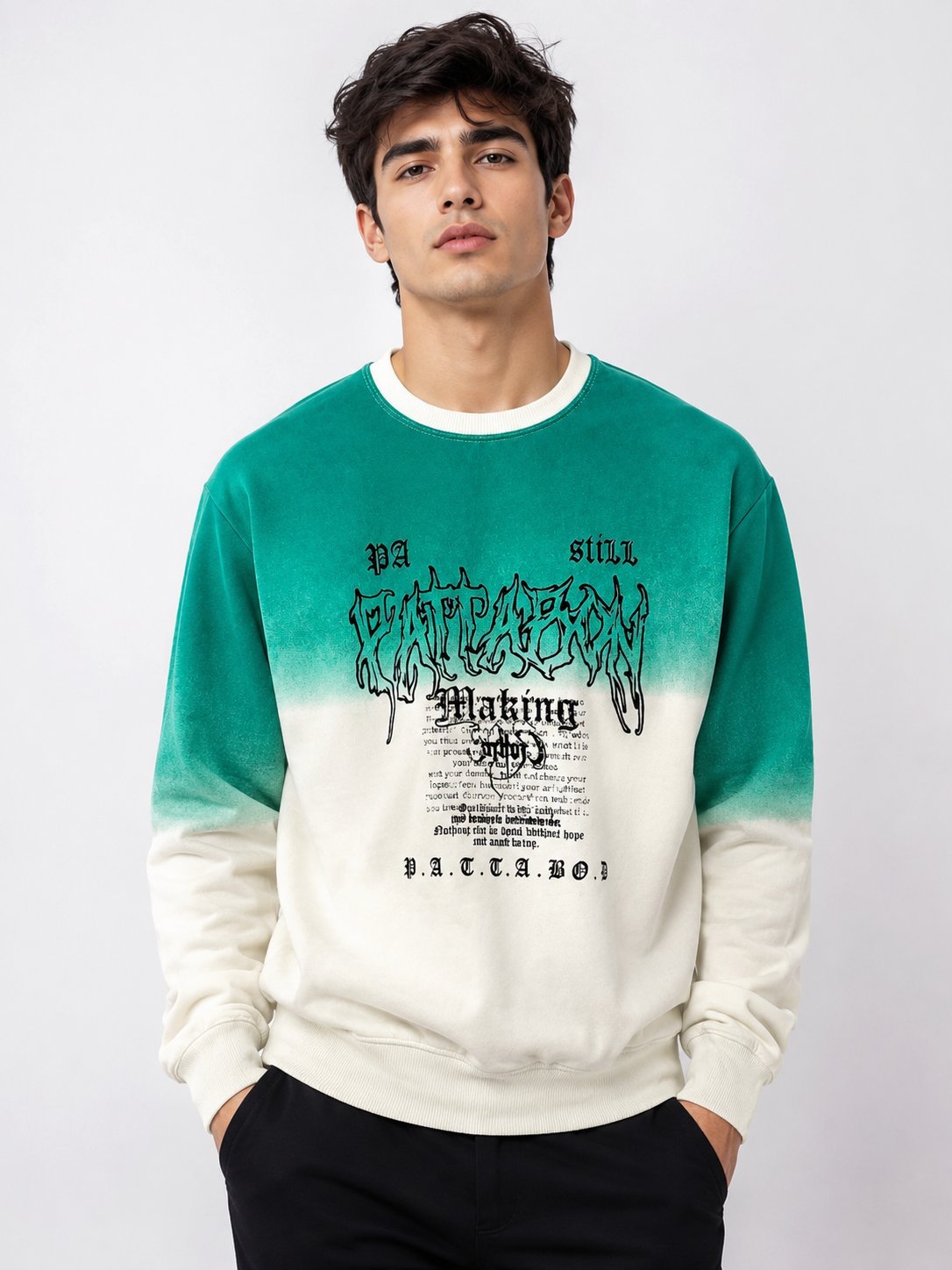 Lite Green Full Sweatshirt for Men Fresh Pastel Lite Green Full Sweatshirt for Men Fresh Pastel