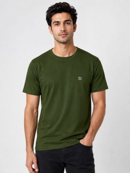 Dark Green Plain Half Sports Tshirt for Men