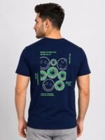 Trendy Navy Blue Back Print Half T-Shirt for Men
