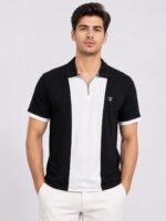 Classic Plain Black Zip Half Imported T-Shirt Premium Quality