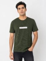 Plain Dark Green Popcorn Half Tshirt for Men
