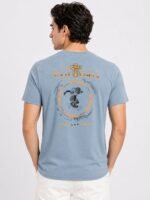 Lite Grey Back Print Half T-Shirt for Men
