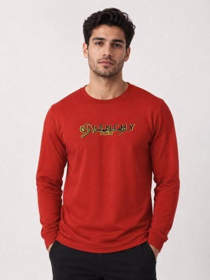 Dark Orange Printed Full Sleeve T-Shirt for Men Trendy Designs