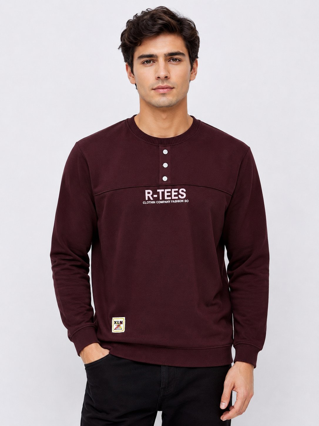 Men's Stylish Maroon Printed Full T-Shirt - Slim Fit Men's Stylish Maroon Printed Full T-Shirt - Slim Fit