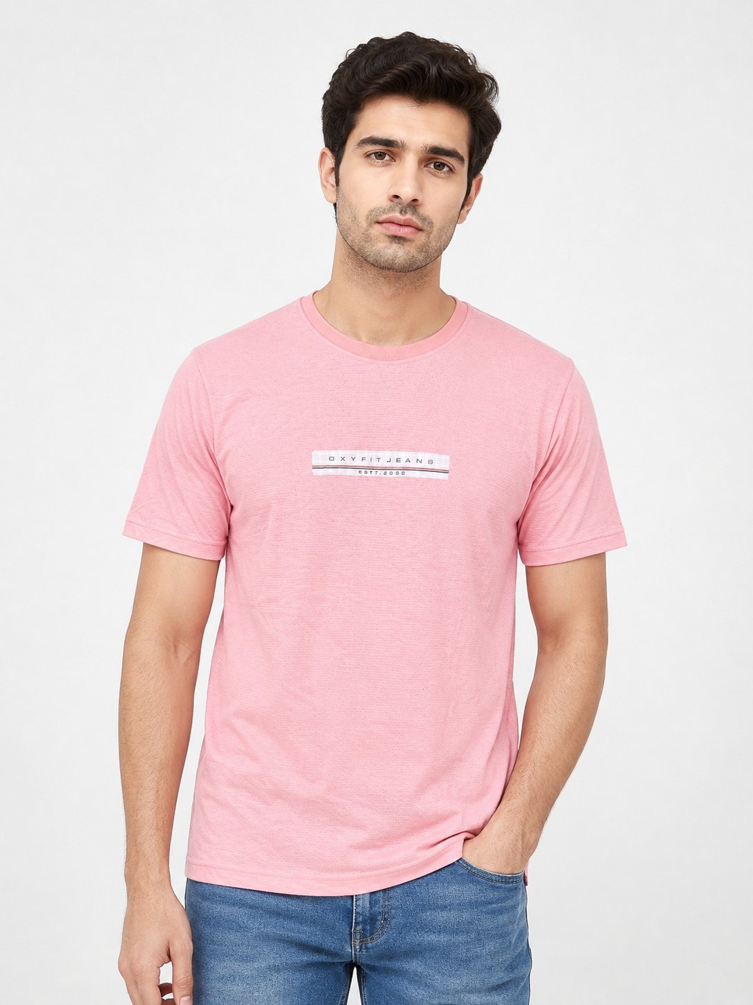Plain Baby Pink Popcorn Half Tshirt for Men Plain Baby Pink Popcorn Half Tshirt for Men