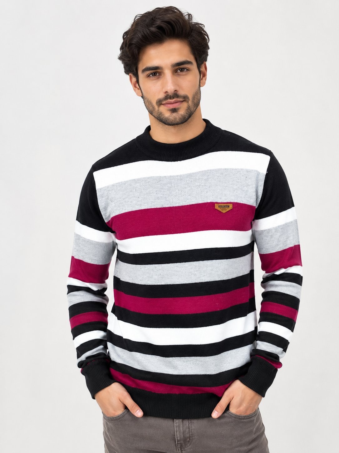 Trendy Pink Stripe classic Full T-Shirt for Men Trendy Pink Stripe classic Full T-Shirt for Men