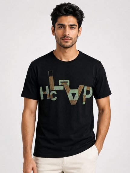 Men's Black Printed Half Sleeve T-Shirt Graphic Designs