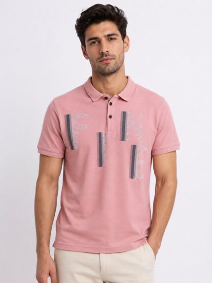 Stylish Charlee Pink Printed Polo T-Shirt Trendy & Comfortable
