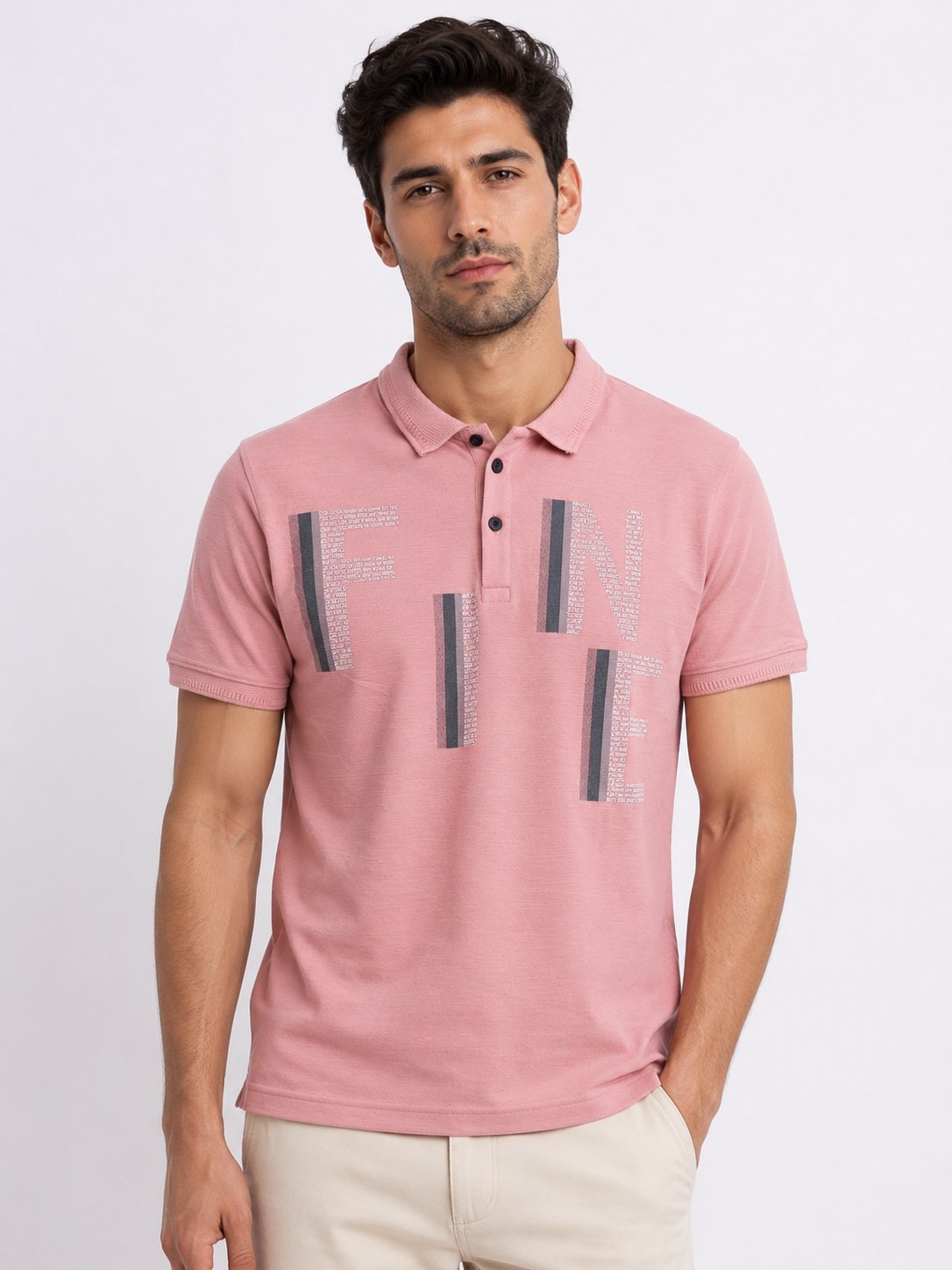 Stylish Charlee Pink Printed Polo T-Shirt Trendy & Comfortable Stylish Charlee Pink Printed Polo T-Shirt Trendy & Comfortable