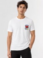 Classic White Back Print Half Sleeve T-Shirt for Men