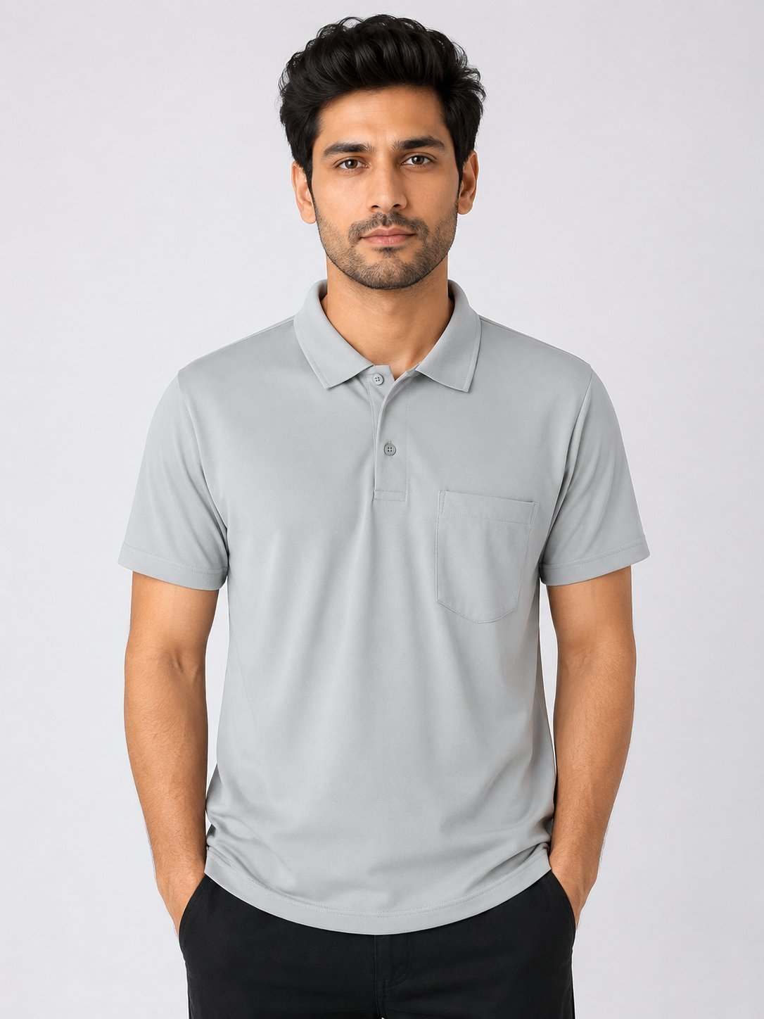 Men’s Steel Grey Solid Polo T-Shirt Premium Modern Minimalist Men’s Steel Grey Solid Polo T-Shirt Premium Modern Minimalist