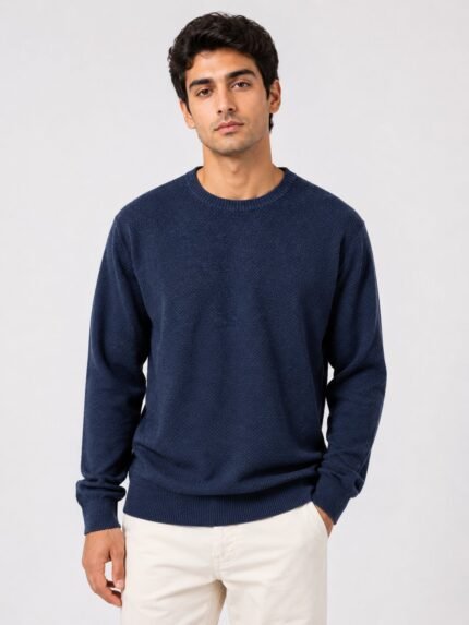 Navy Blue Popcorn T-Shirts for Men | Premium Textured