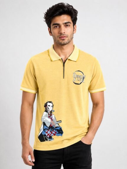 Stylish Lite Yellow Zip Polo Half T-Shirt | Summer Essential