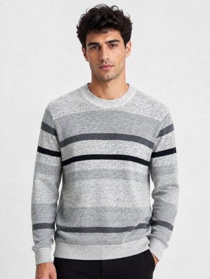 Lite Grey Flatknit T-Shirt for Men Relaxed Fit