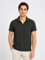 Style Trendy Dark Green Plain Polo Half T-Shirt Urban Minimalist
