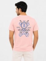 Baby Pink Back Print Half T-Shirt for Men