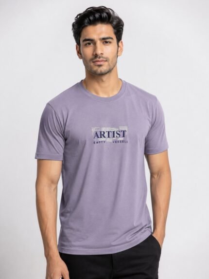 Stylish Purple Printed Half T-Shirt Unique Designs