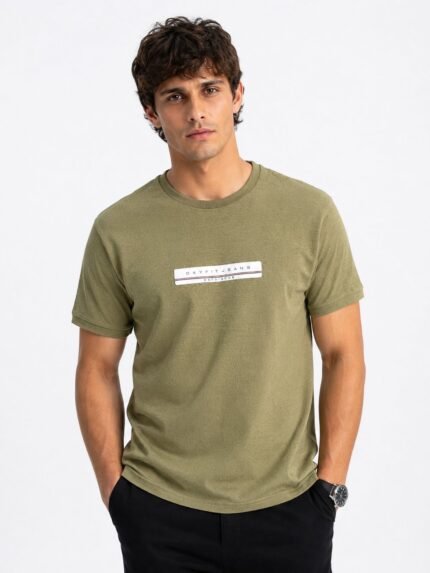 Plain Lite Green Popcorn Half Tshirt for Men