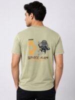 Classic Lite Green Back Print Half Sleeve T-Shirt for Men