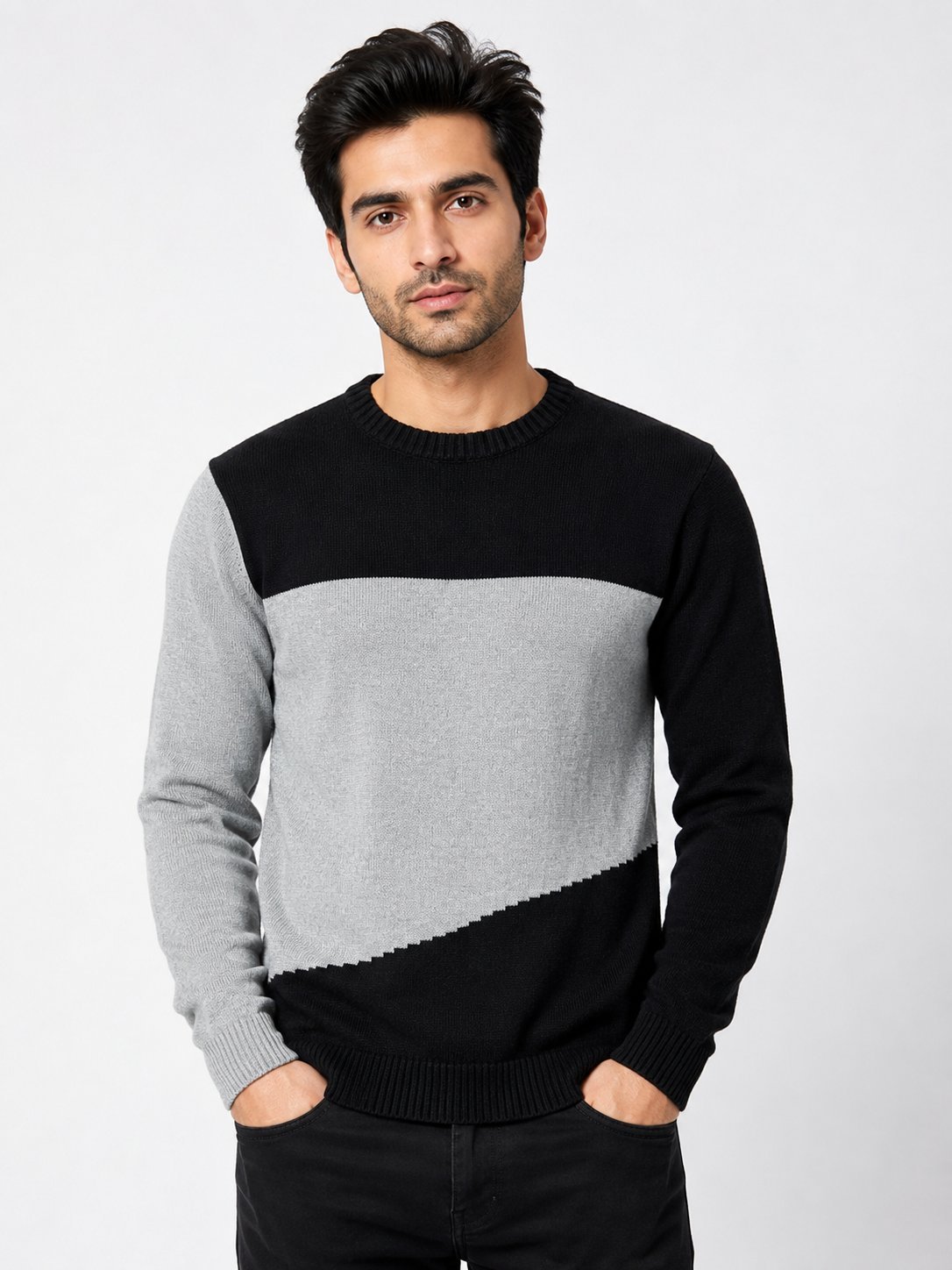 Black Flatknit T-Shirt for Men Slim Fit Black Flatknit T-Shirt for Men Slim Fit