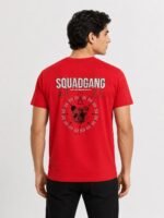 Stylish Red Back Print Half T-Shirt for Men