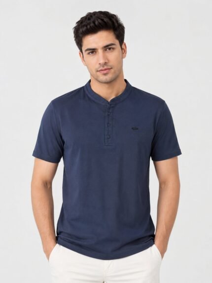 Men's Navy Blue Plain half T-Shirt Slim Fit