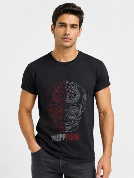 Stretch Fit Black Half T-Shirt Lycra Blend Comfort Wear