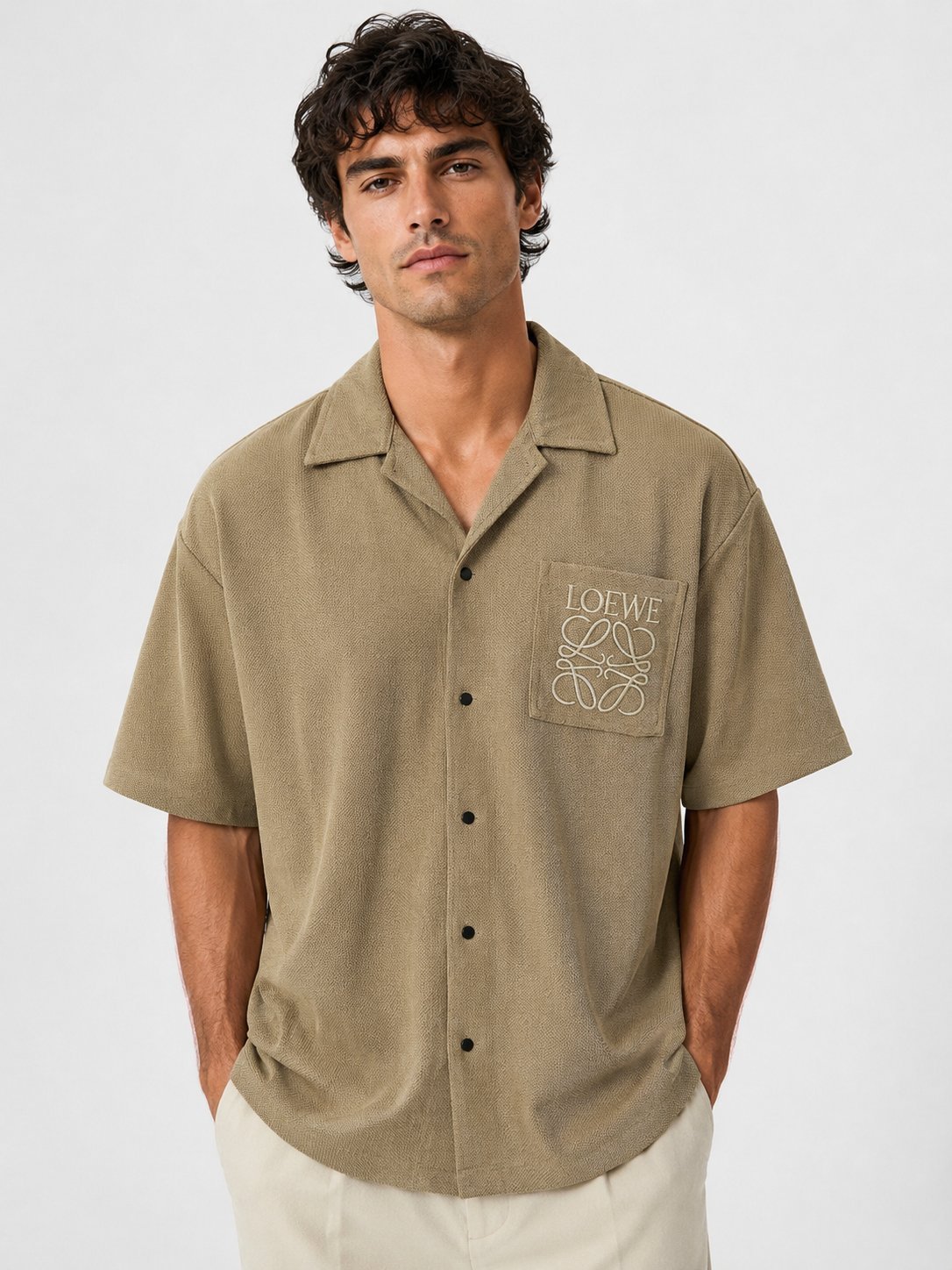 Oversize Cream Plain Shirt for Men Minimalist Oversize Cream Plain Shirt for Men Minimalist