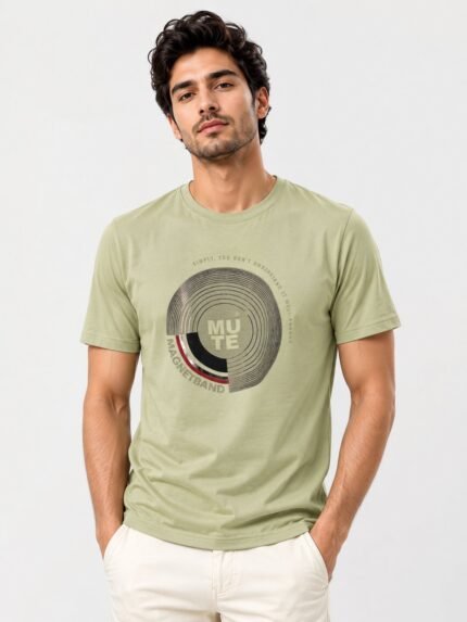 Printed Lite Yellow T-Shirt for Men | Summer Essential
