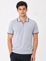 Lite Grey Plain Polo Half Tshirt For Men Premium