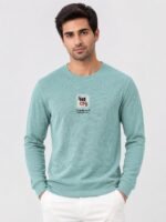 Lite Green Printed Full Sleeve T-Shirt Trendy & Comfortable