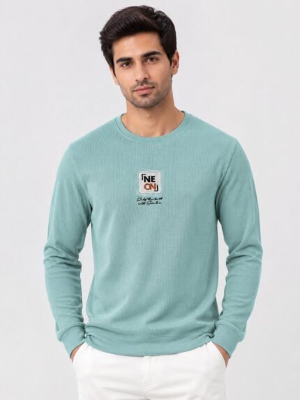 Lite Green Printed Full Sleeve T-Shirt Trendy & Comfortable