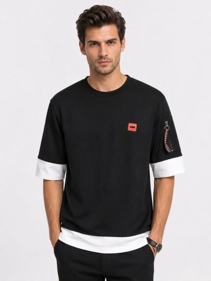 Solid Black Oversized T-Shirt for Men Premium