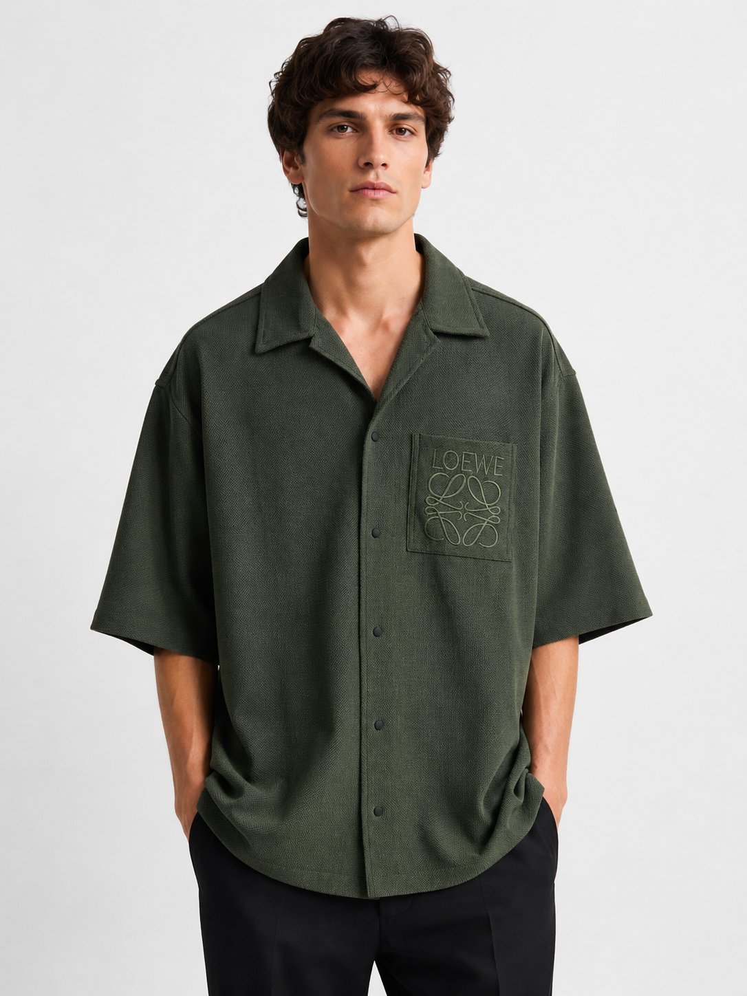 Dark Green Plain Oversize Shirt for Men Earthy Dark Green Plain Oversize Shirt for Men Earthy